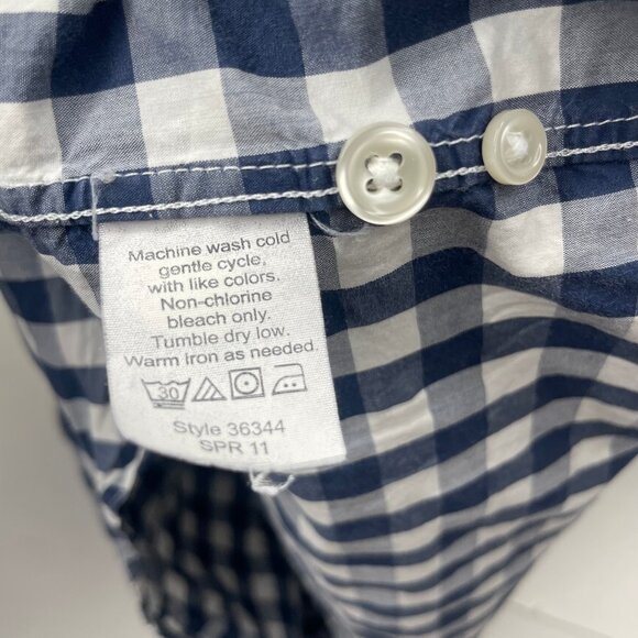 J.Crew Slim Fit Navy Blue Gingham 100% Cotton Lightweight Button Down Shirt Sm - Picture 11 of 12